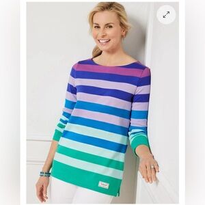 Talbots Long Sleeve Tee - Orchid Stripe- Size Medium